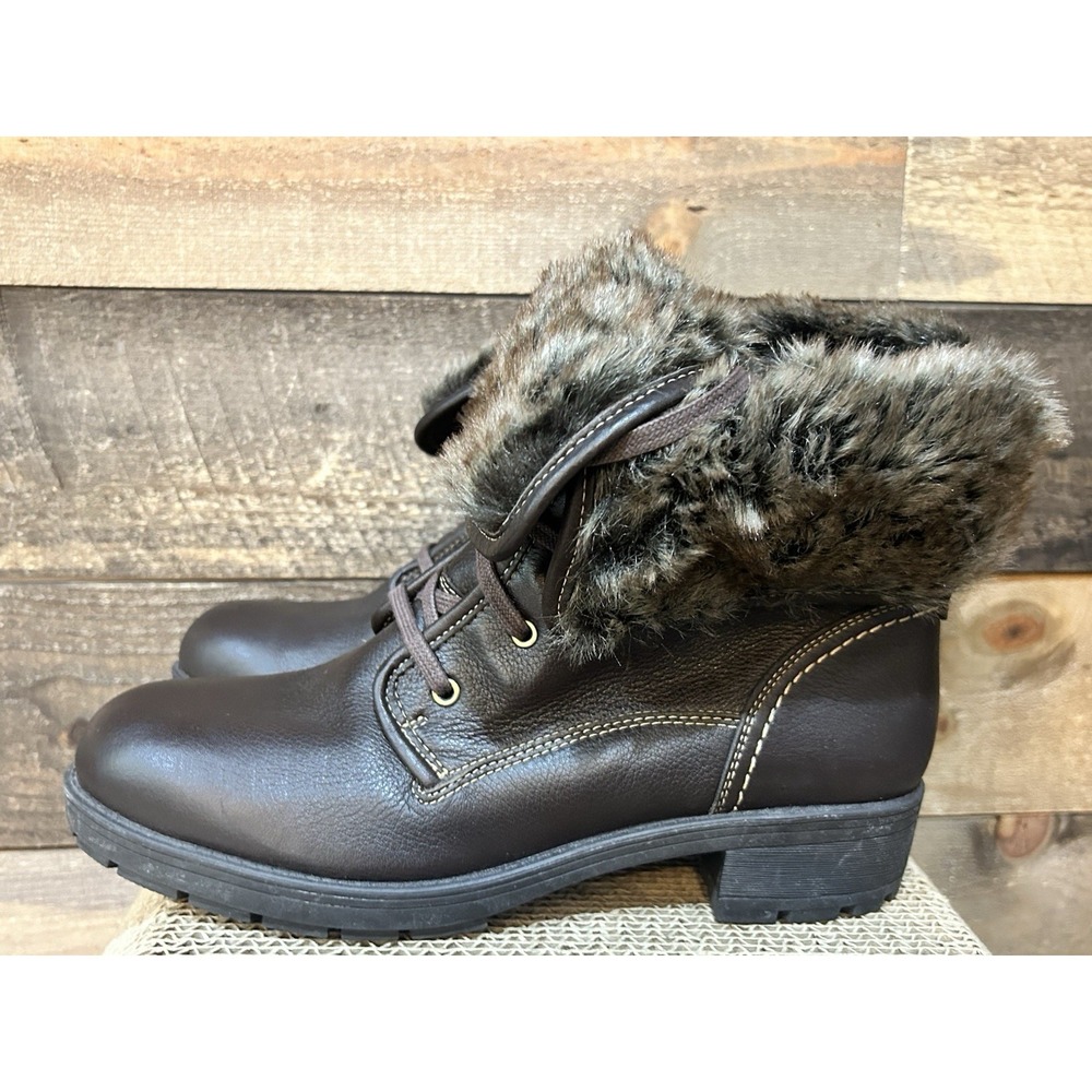 Clarks Women's Reunite Up Fold‎ Over Gore-Tex Leather Boot Dark Brown 11